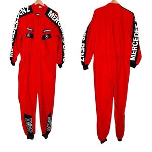 Mercedes-Benz Red black Racing Jumpsuit men medium wool made Germany car fan